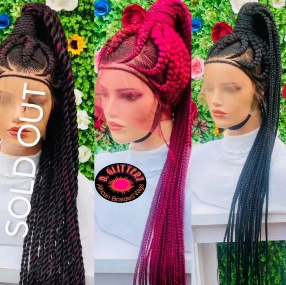 Ponytail Braided Wigs On 360 Closure